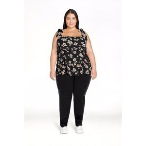 Women's Romantic Gypsy Tiered Tie‎ Shoulder Floral Tank Top 3X